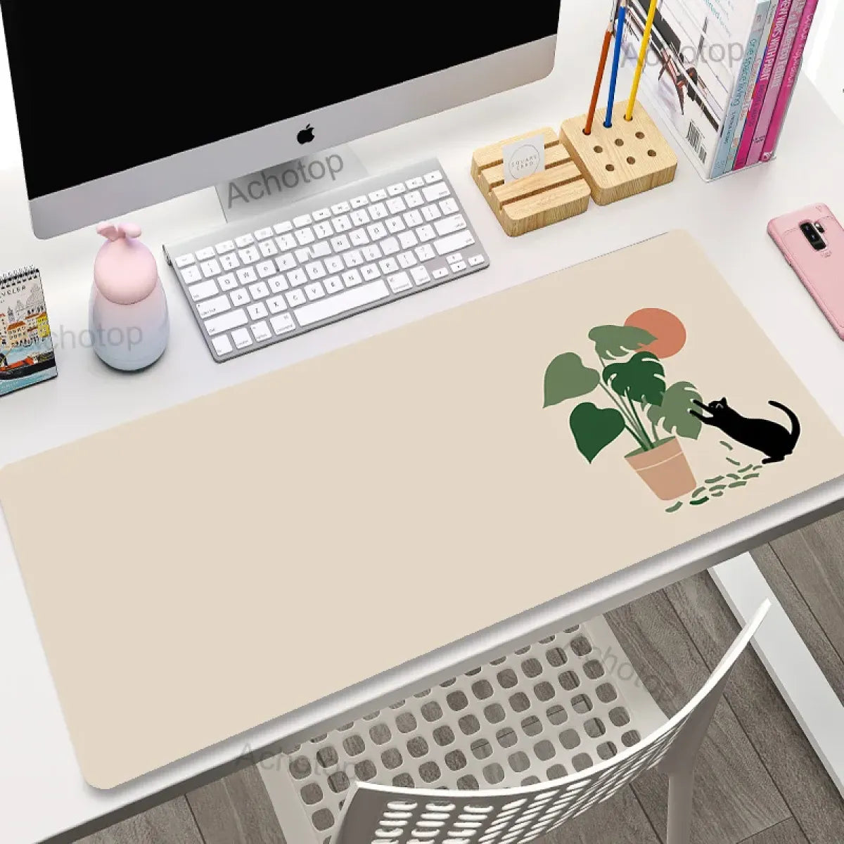 Kawaii Office Desk Mat - Adorned with Cute Cat Designs