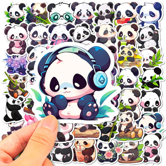 Kawaii Panda Stickers Pack - 10/50Pcs Cartoon Decals for Luggage & Notebooks