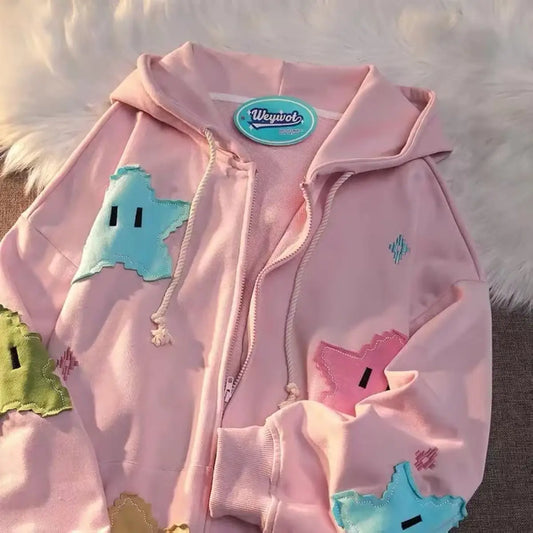 Oversized Kawaii Stars Hoodie