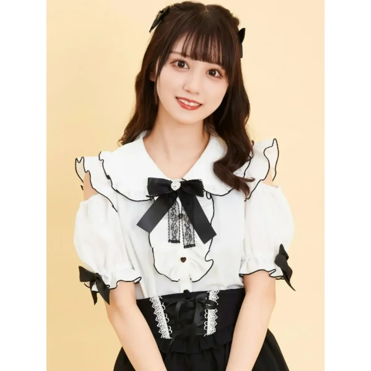 Sweet Lolita Ruffled Blouse - Bow Top, Kawaii Y2K Aesthetic