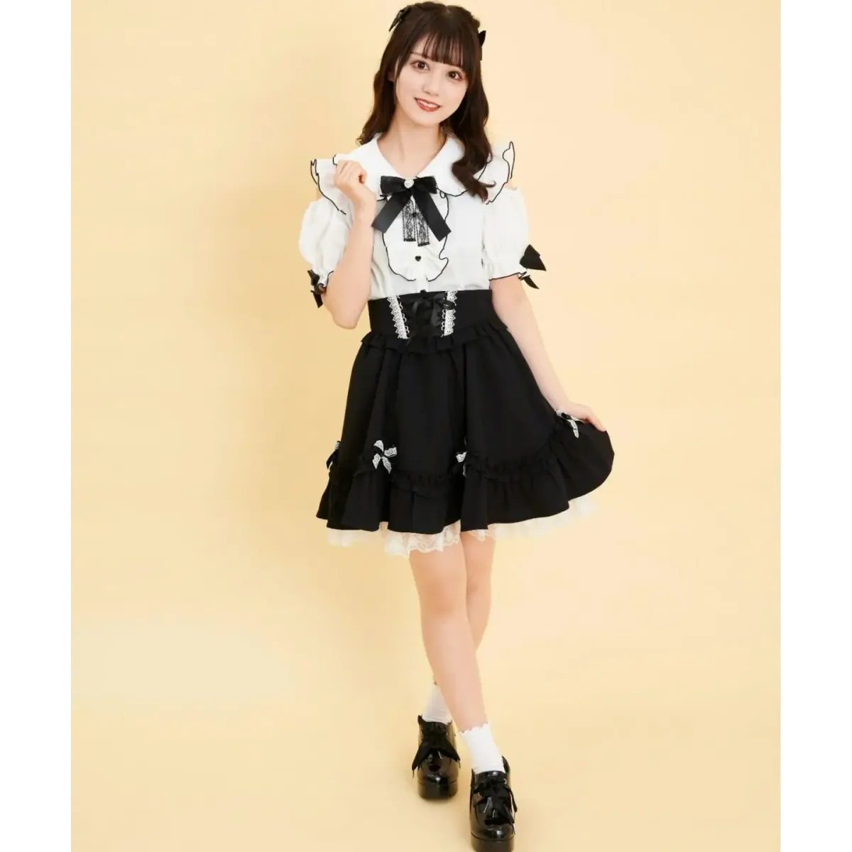 Sweet Lolita Ruffled Blouse - Bow Top, Kawaii Y2K Aesthetic