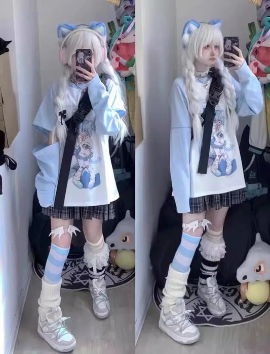 Kawaii Y2K Harajuku Top – Detachable Sleeve Anime Tee