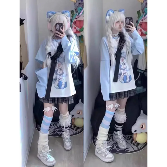 Kawaii Y2K Harajuku Top – Detachable Sleeve Anime Tee