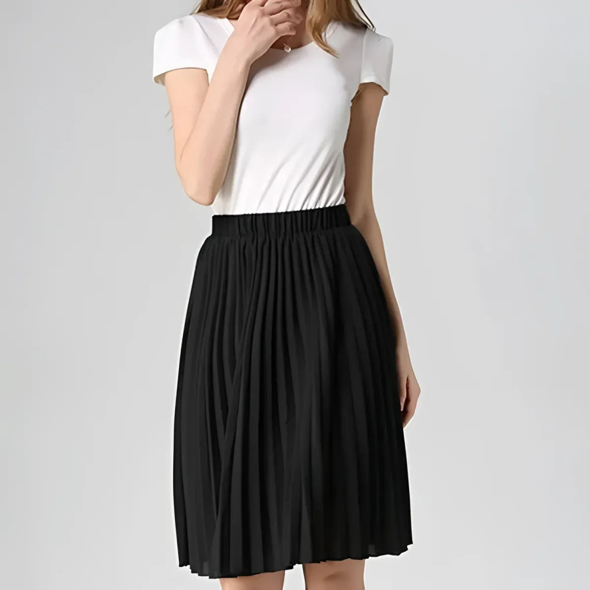 Knife-Pleated Chiffon Skirt