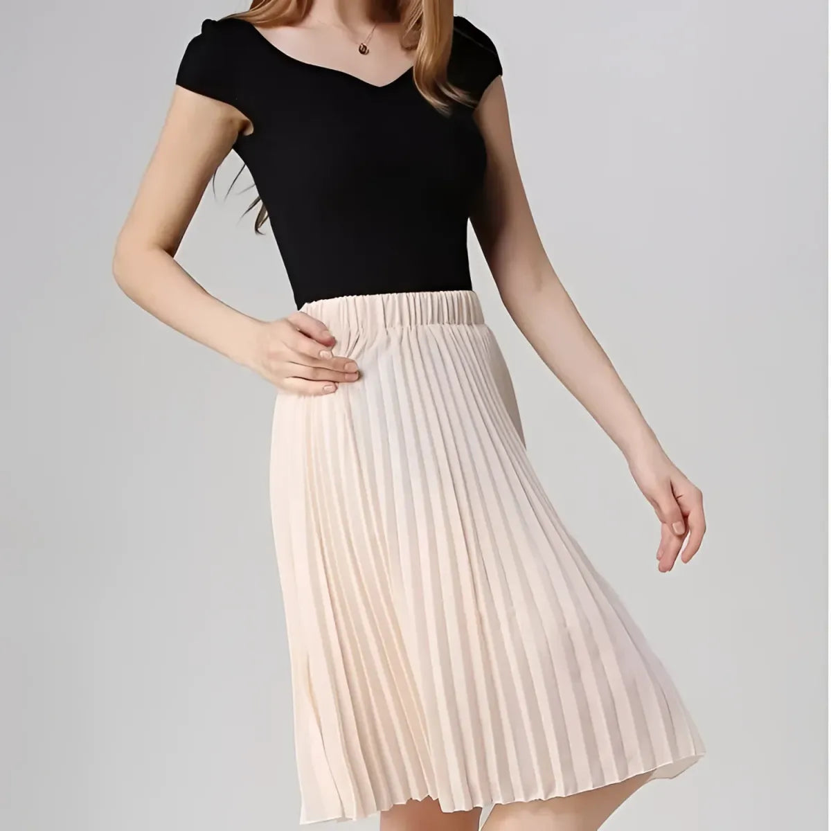 Knife-Pleated Chiffon Skirt