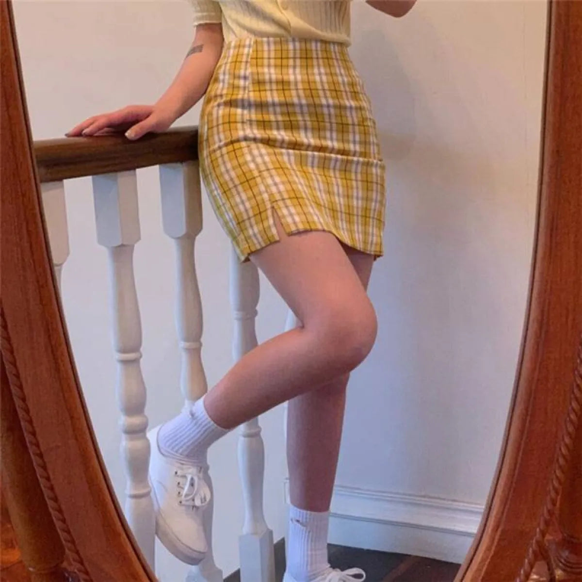Korean Colored Plaid Skirt