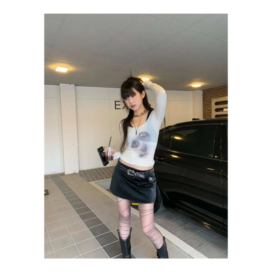 Korean Fairycore See-through Crop Top