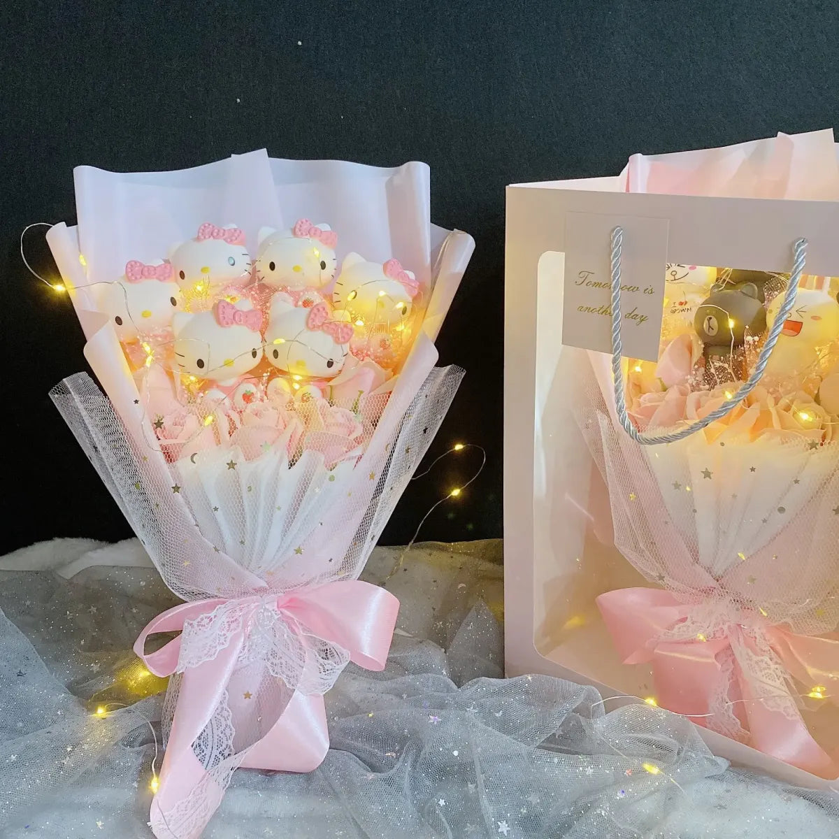 LED Light Hello Kitty Bouquet - My Melody, Cinnamoroll, Kuromi Edition