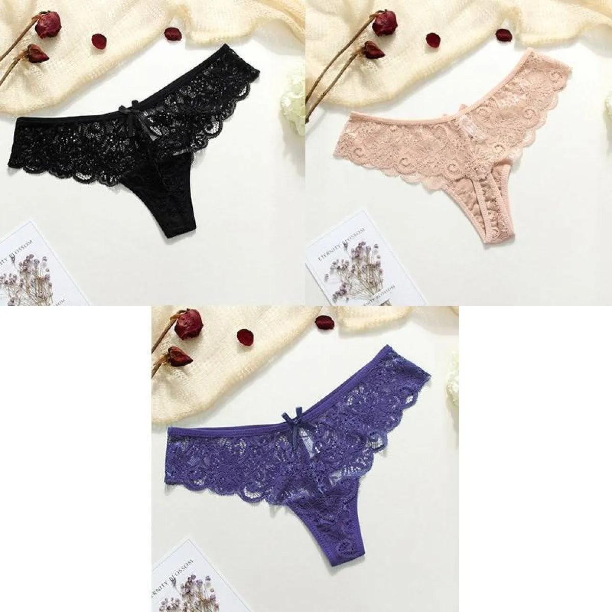 Lace Thongs - 3 Piece