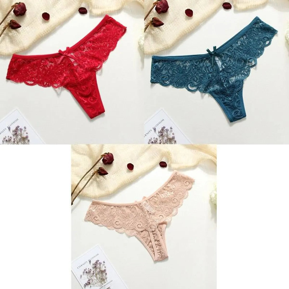 Lace Thongs - 3 Piece