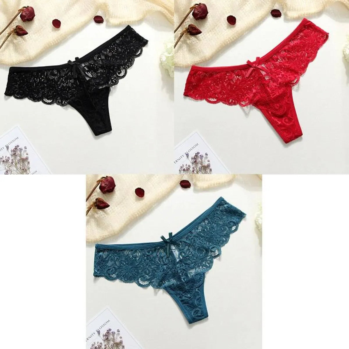 Lace Thongs - 3 Piece