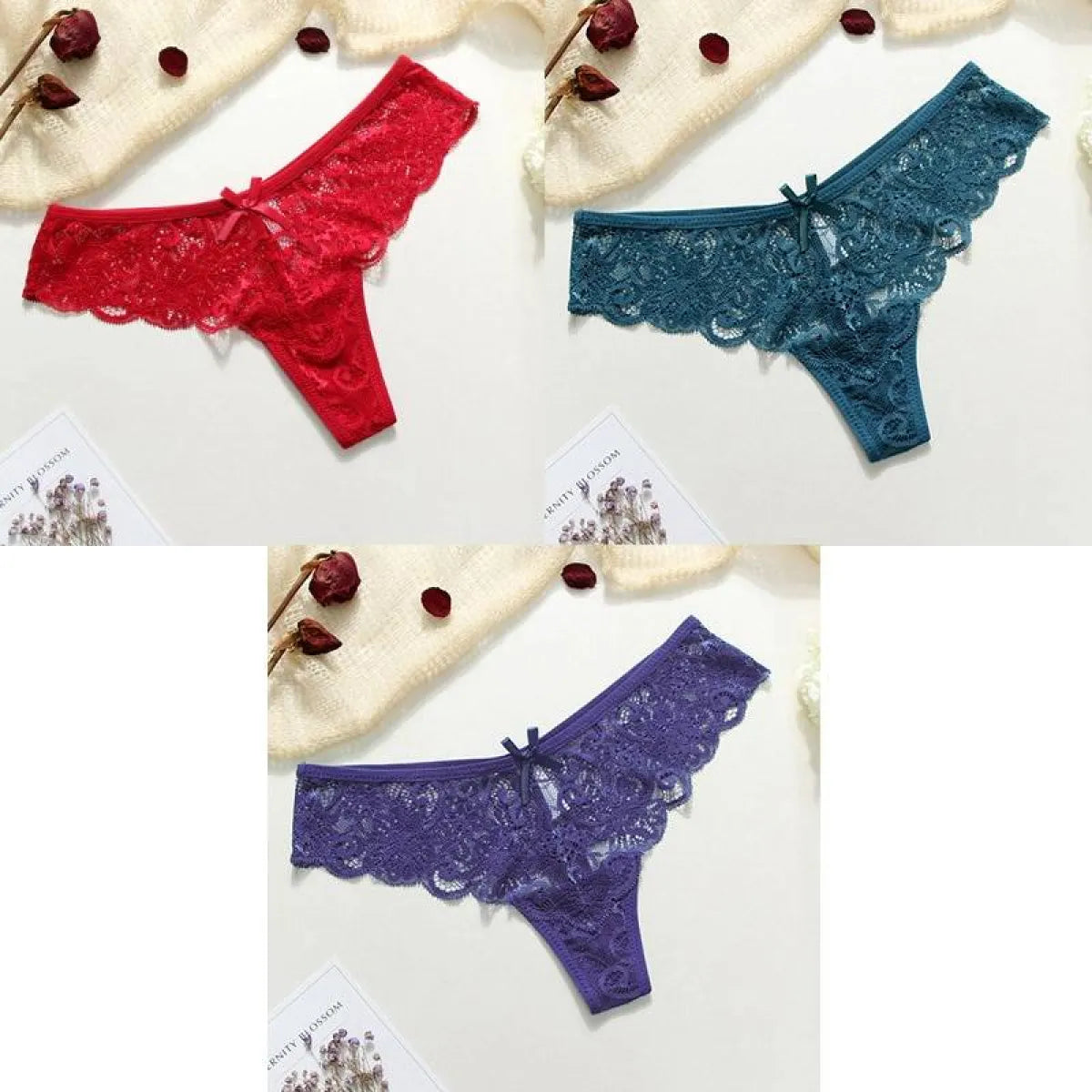 Lace Thongs - 3 Piece