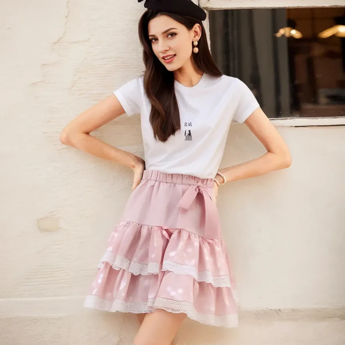 Layered Ruffle Skirt – Kawaii Sweet Lolita Bow Lace