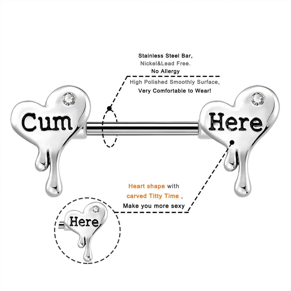 2Pcs Melting Heart and Letter Nipple Rings Pack