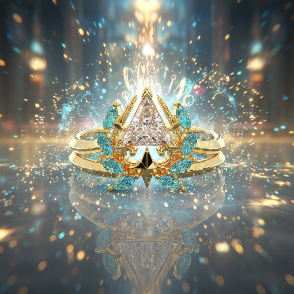 Light Mage Ring Set- 14k Rose Gold Video Game Inspired Rings