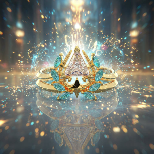 Light Mage Ring Set- 14k Rose Gold Video Game Inspired Rings