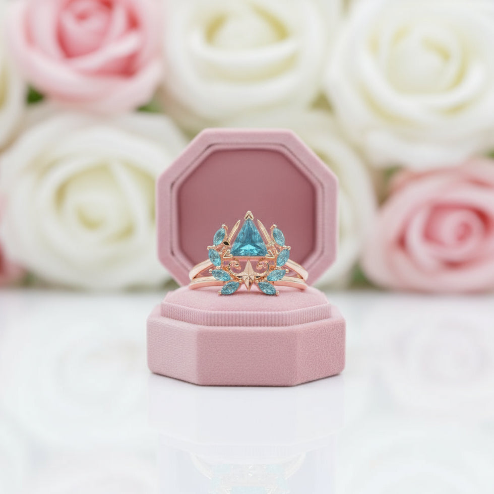Light Mage Ring Set- 14k Rose Gold Video Game Inspired Rings