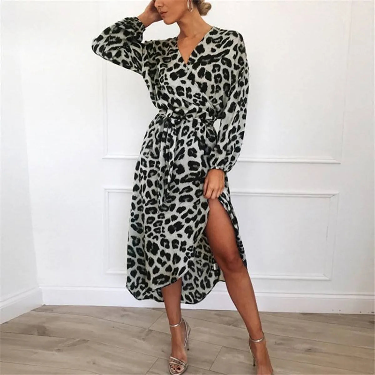 Long Leopard Printed Dress
