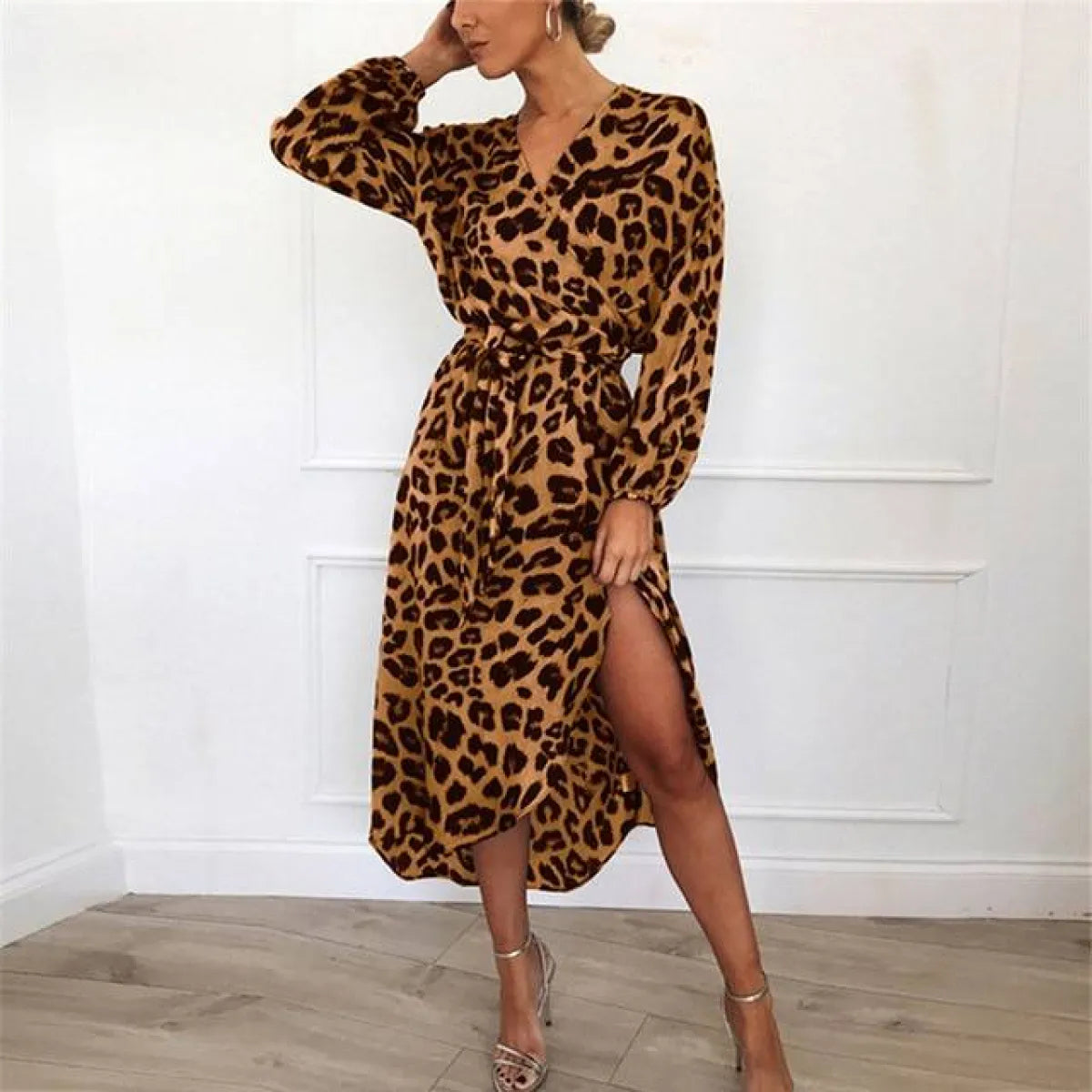 Long Leopard Printed Dress