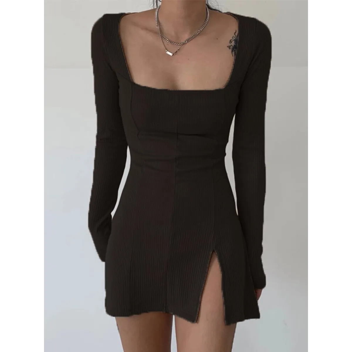 Solid Casual Knitted Dresses