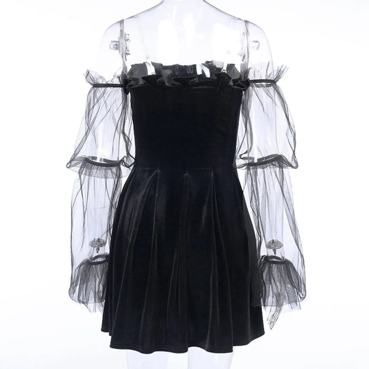 Mesh Long Sleeve Gothic Dress