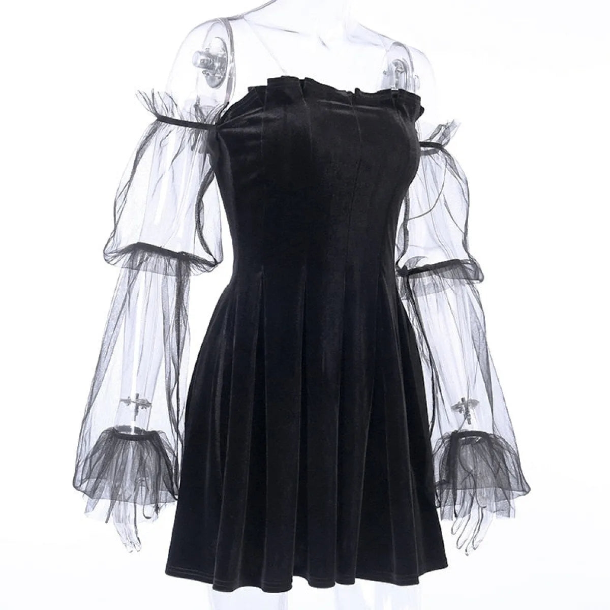 Mesh Long Sleeve Gothic Dress