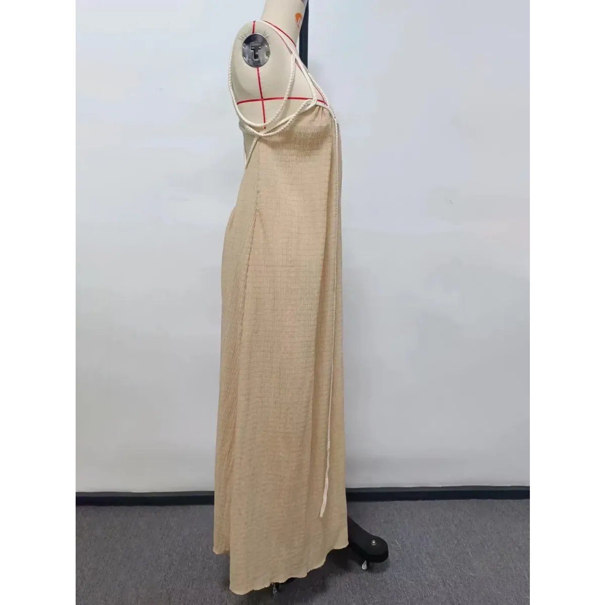 Loose Sleeveless Maxi Beach Dress: Off-Shoulder Crochet Cut-Out Design