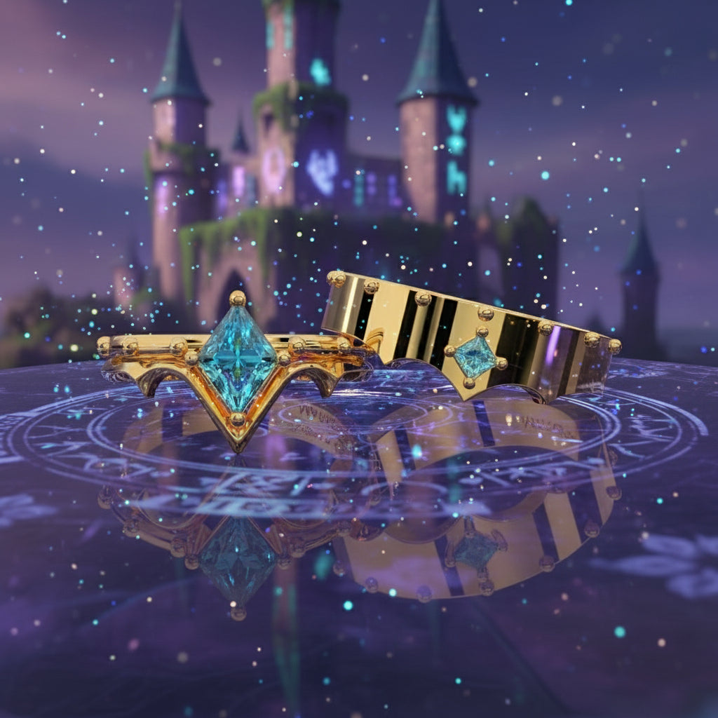 Marksman's Ring Set (Women)- 14k Yellow Gold Video Game Inspired Rings