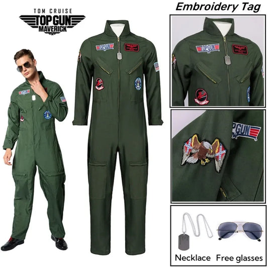Top Gun Maverick Flight Suit – Pilot Cosplay Costume with Glasses