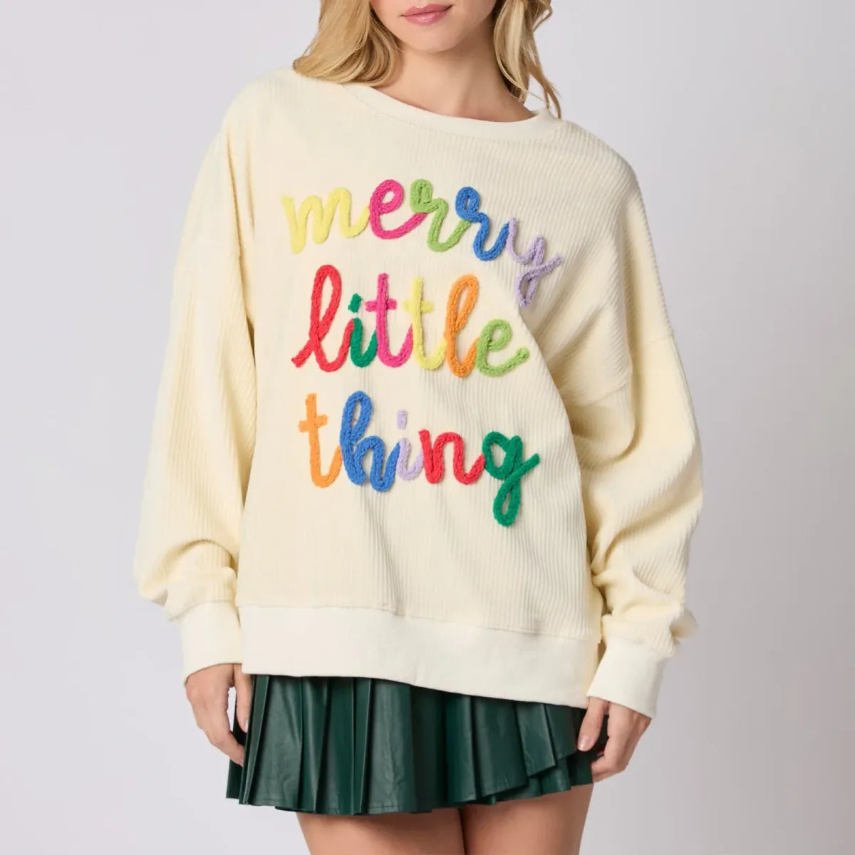 Merry Christmas Sweatshirt - Glitter Patch Crewneck Pullover