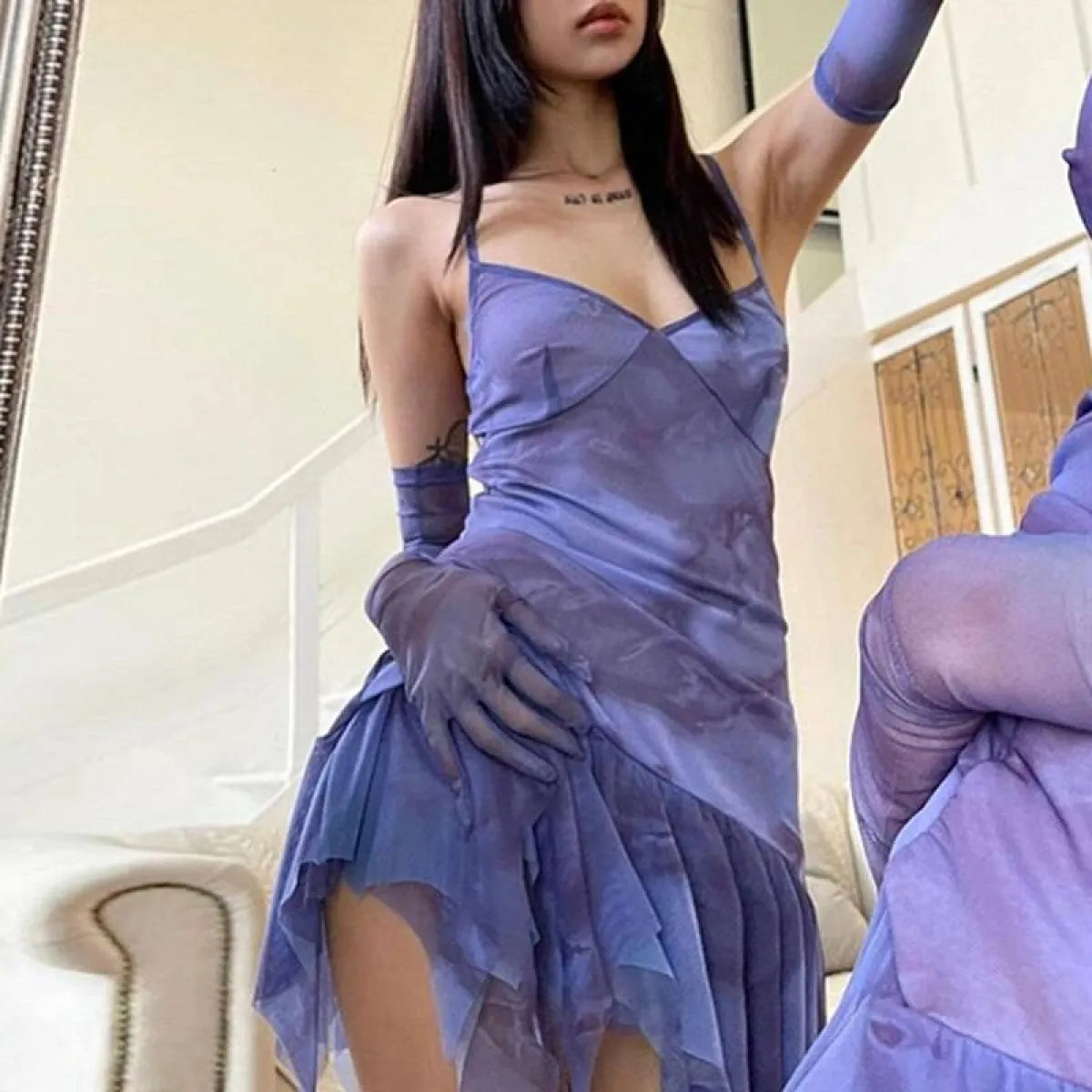 Mesh Slip Mini Dress