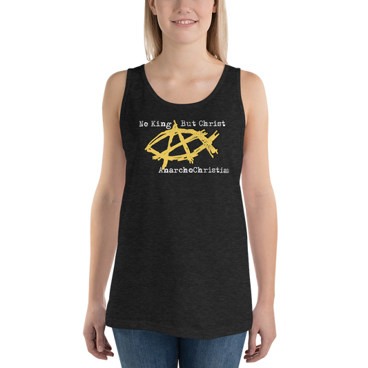 AnarchoChristian No King But Christ - Anarchist Jesus Fish Tank Top Tank Top