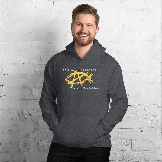 AnarchoChristian No King But Christ - Anarchist Jesus Fish Unisex Hoodie