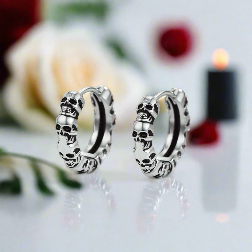 Multiple Skull Gothic Unisex Hoop Earrings