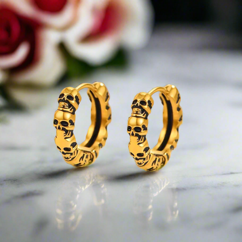 Multiple Skull Gothic Unisex Hoop Earrings