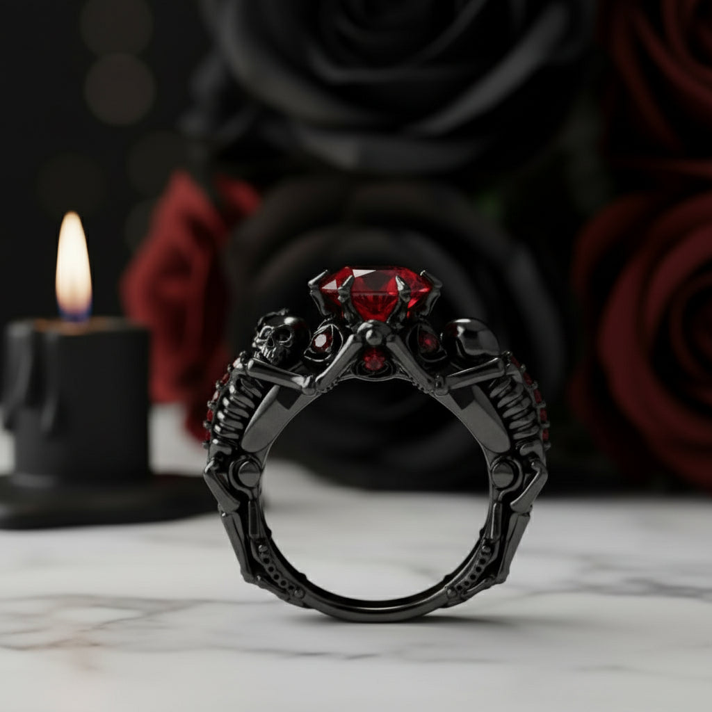 My Ride or Die Promise Ring (Biker Series)- 1.5 Ct Round Cut Diamond Gothic Ring