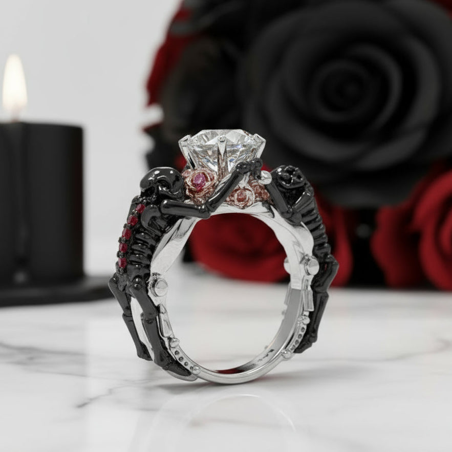 My Ride or Die Promise Ring (Biker Series)- 1.5 Ct Round Cut Diamond Gothic Ring