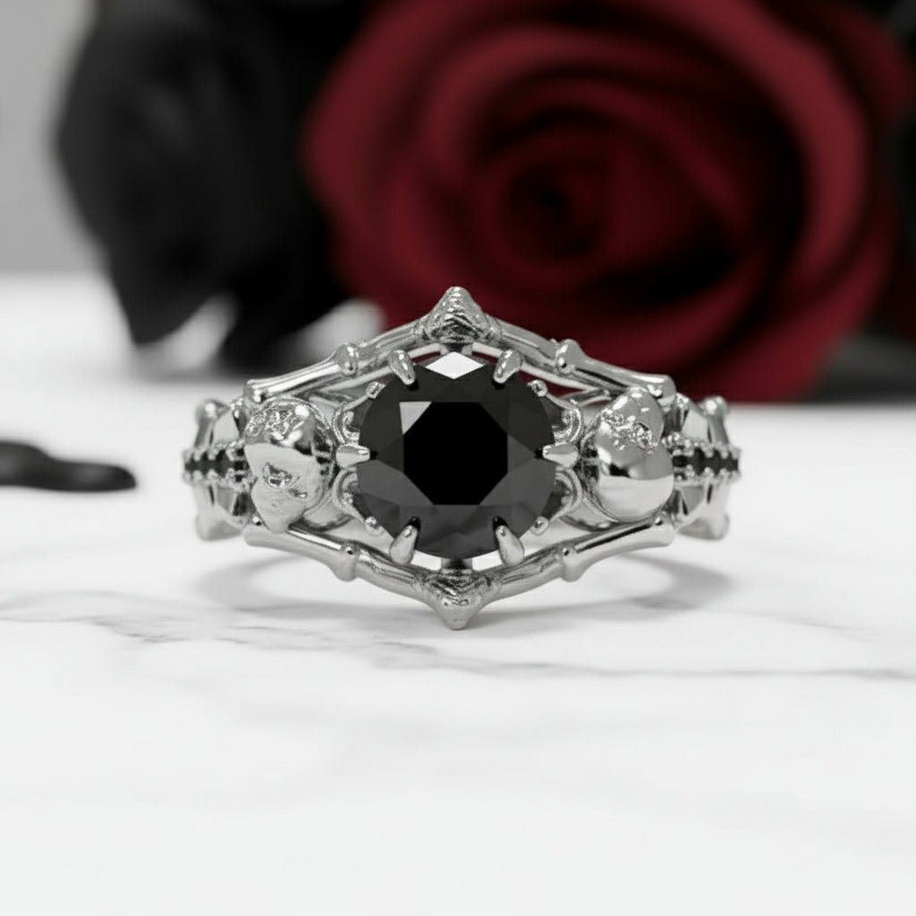 My Ride or Die Promise Ring (Biker Series)- 1.5 Ct Round Cut Diamond Gothic Ring
