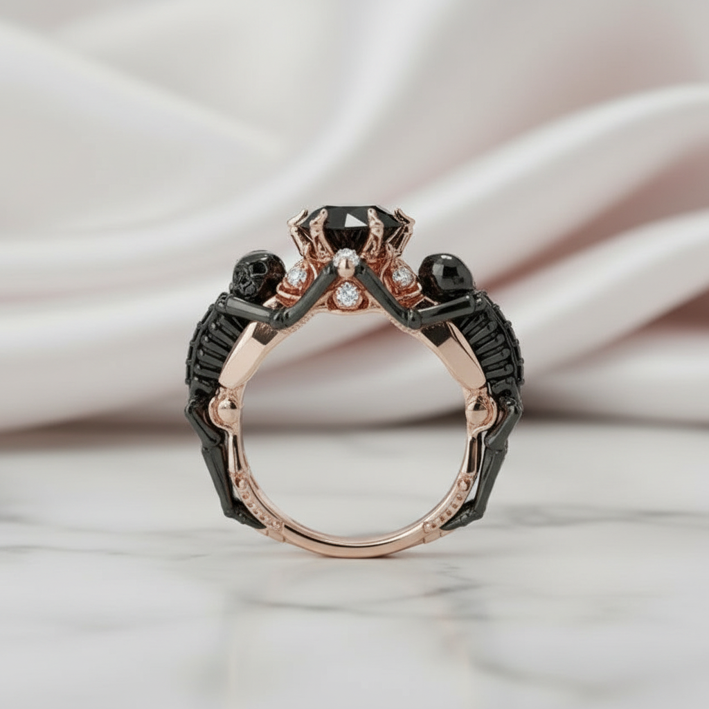 My Ride or Die Promise Ring (Biker Series)- 1.5 Ct Round Cut Diamond Gothic Ring