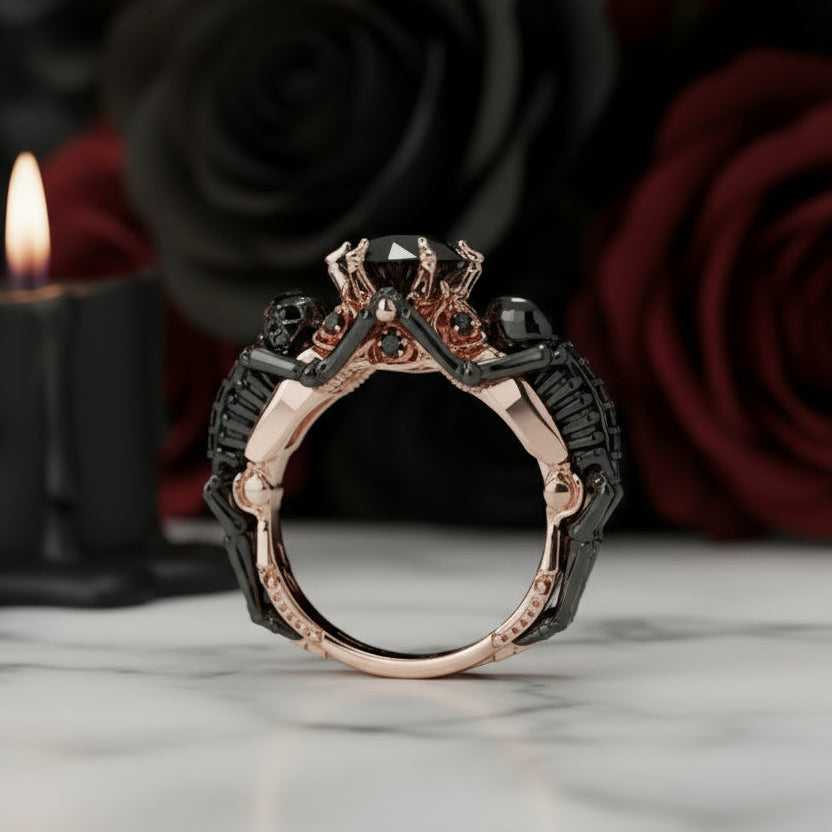 My Ride or Die Promise Ring (Biker Series)- 1.5 Ct Round Cut Diamond Gothic Ring