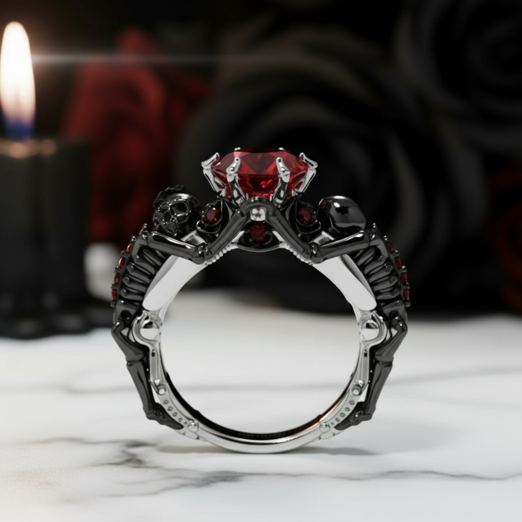 My Ride or Die Promise Ring (Biker Series)- 1.5 Ct Round Cut Diamond Gothic Ring