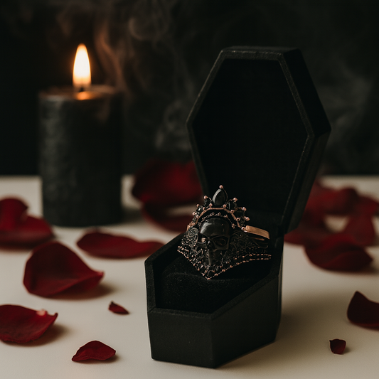 My Queen- 3pc Rose Gold Black Diamond Gothic Ring