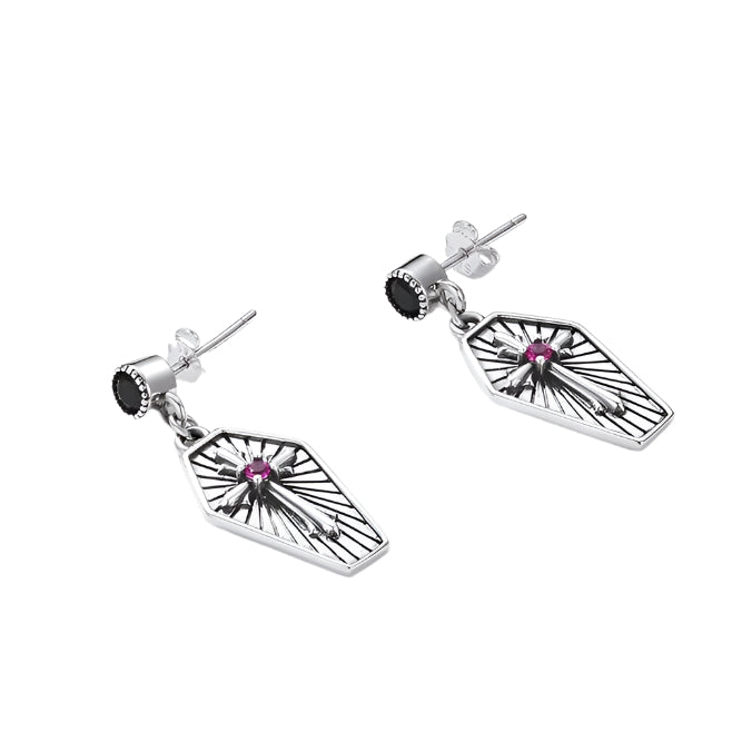 Mysterious Rose Butterfly & Coffin Gothic Earrings