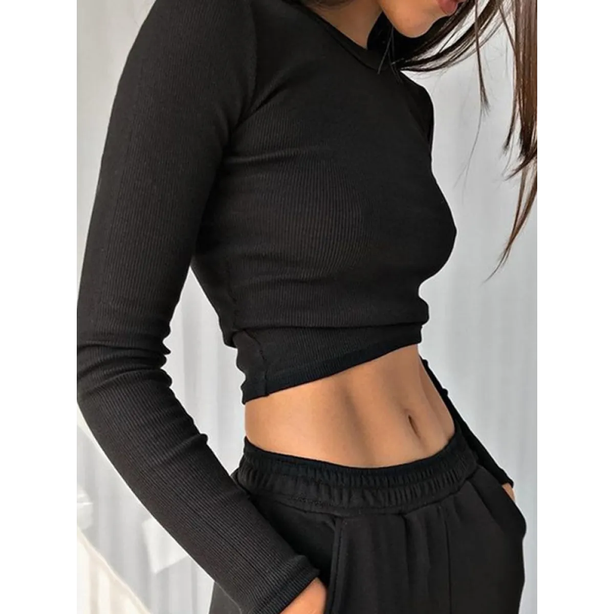 Sexy Ribbed Cropped T-Shirt