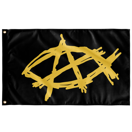 AnarchoChristian - Anarchist Fish Single-Sided Flag