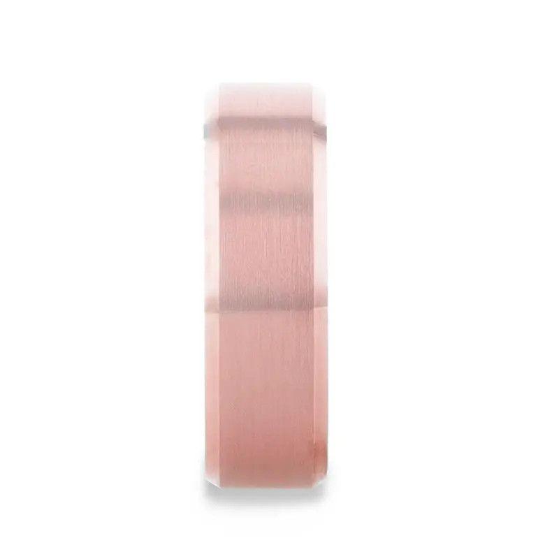 EROS Rose Gold Tungsten Wedding Band for Men with Beveled Edges – 8mm