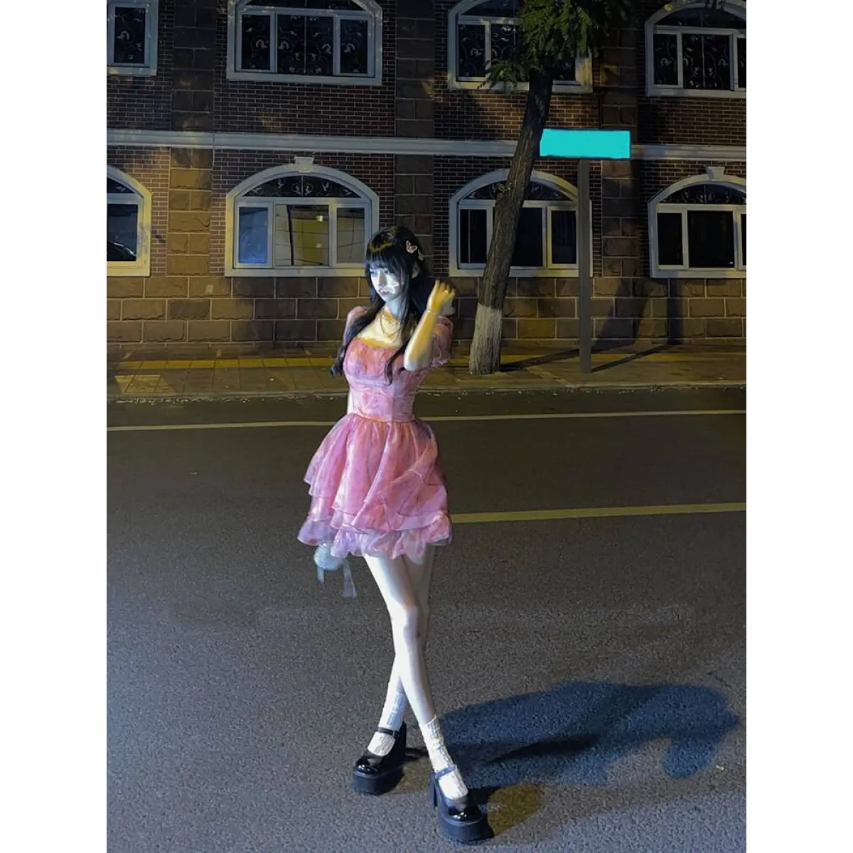 Pink Floral Short Party Dress