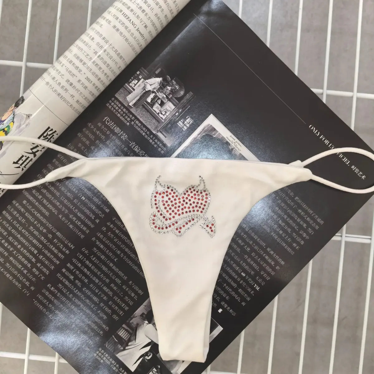 Pink Rhinestone Cat G-String – Kawaii Low Waist Thong Lingerie