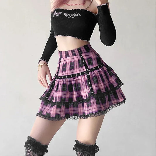 Lolita Plaid Mini Skirt – Gothic Harajuku