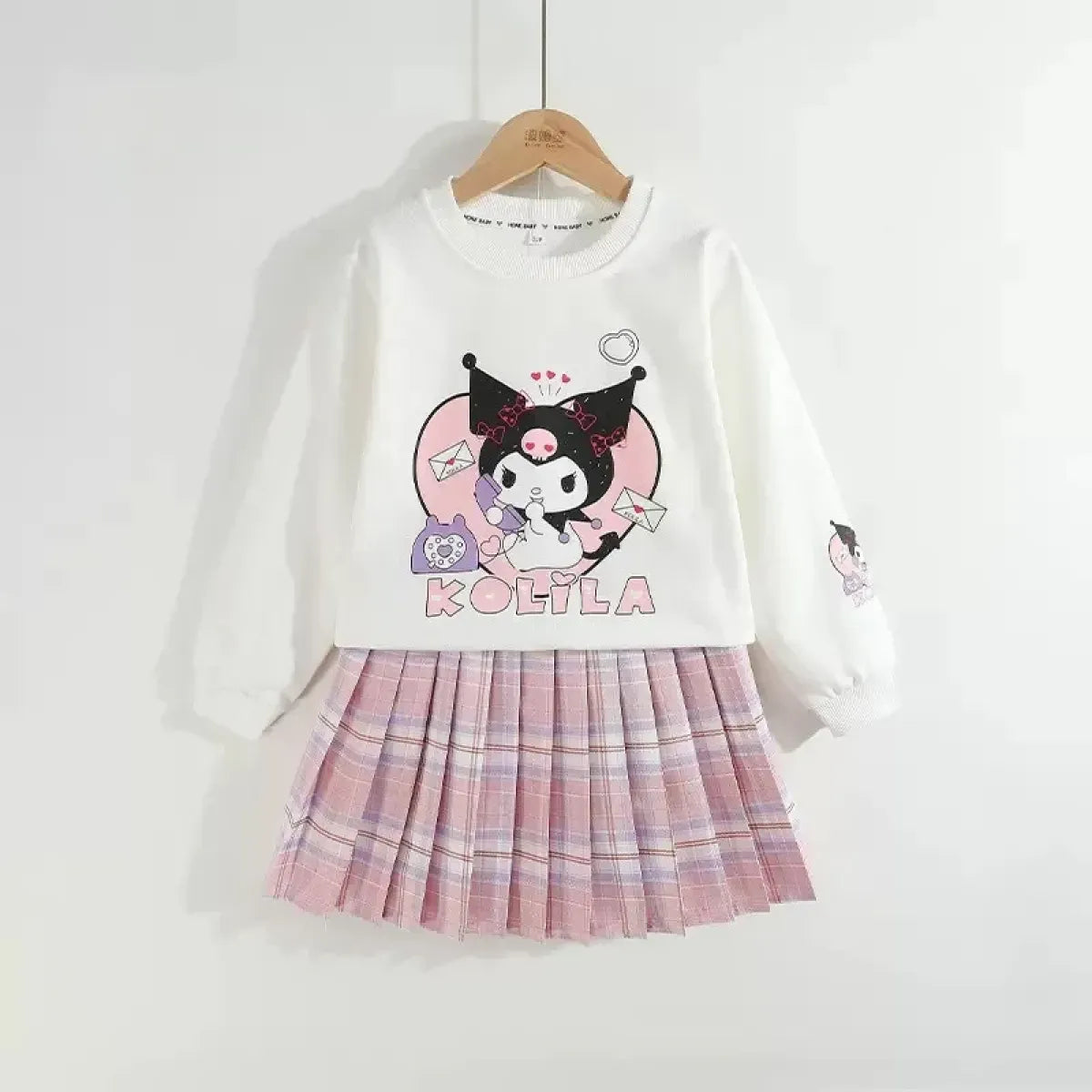Kuromi Short-Sleeved Shirt and Pleated Skirt Set